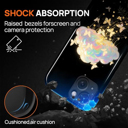 Case for iPhone 13 iPhone 14, Shockproof Hybrid Protective Phone Case, Dual-Layer Drop Protection Anti-Scratch, Butterfly Cloud - color: Butterfly Cloud, size: iPhone 13 14
