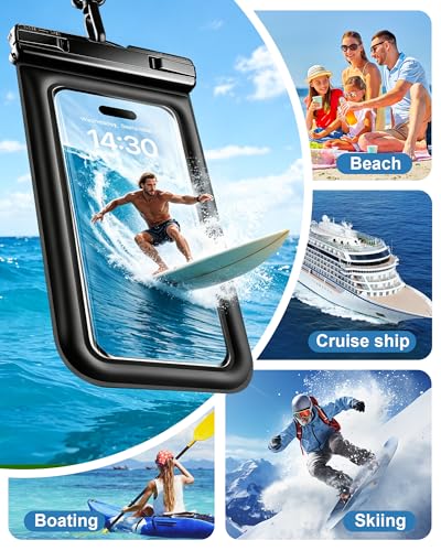 PEDVSTY Floating Waterproof Phone Pouch 2 Pack - Up to 7.0", Black | Touchscreen, IP68 Waterproof Phone Case w/Lanyard, Dry Bags for iPhone Sumsang Google, Beach Kayak Cruise Travel Essentials - size: Regular (Up to 7.0")