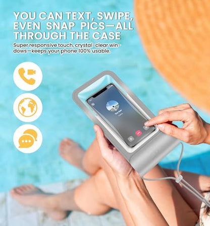 HiRui Universal Waterproof Phone Pouch with Touch Screen, IP68 Waterproof Phone Case Dry Bag for Beach, Compatible with iPhone 17/16/Pro/Plus/Max/15, Galaxy S24+/25+, Fits up to 6.9", Silver, X-Large - color: Silver, size: X-Large