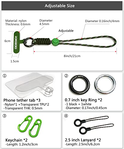 Adjustable Phone Wrist Strap for Women, Woven Bracelet for Keys - color: Jungle Green