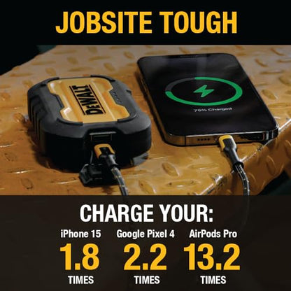 DEWALT Heavy Duty Portable Charger, Power Bank, Travel Worksite 10,000 mAh
