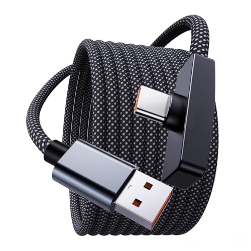 MOSWAG 90 Degree USB to C Cable 30W 2Pack 6.6ft Fast Charging Right Angle - size: 6.6ft+6.6ft
