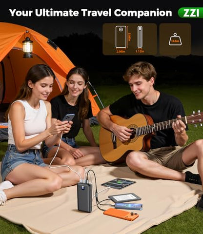 ZZI Portable Charger Power Bank 60000mAh, 22.5W PD Fast-Charge Battery Pack - color: Ebony