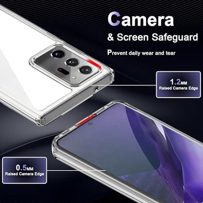 Case for Samsung Galaxy Note 20 Ultra, Military Grade Drop Protection Phone Case, Yellowing Resistant, Anti-Scratch Hard PC Back, Shockproof Hard Ultra-Thin Protective Cover, Clear - size: Samsung Galaxy Note 20 Ultra