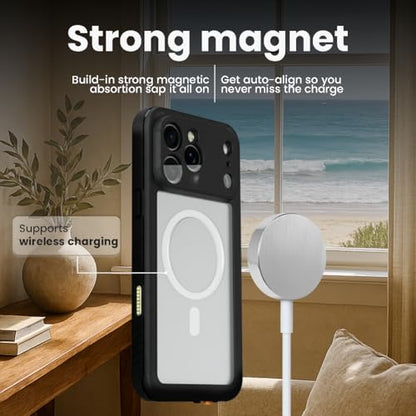 MOTIVE Waterproof Case with Belt Clip iPhone 17 Pro, Magnetic | 6.3" | Built-in screen protector, 360° protection, compatible with MagSafe, 360° belt holster - size: iPhone 17 Pro