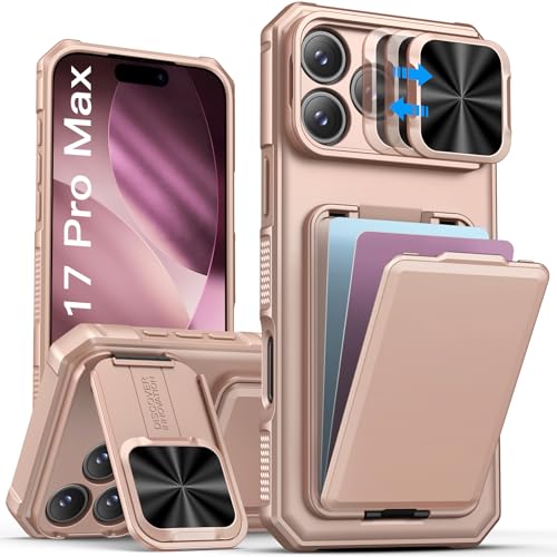 SSLOTSCASE for iPhone 17 Pro Max Case with Wallet & Kickstand, Rose Gold - color: Gold, size: Iphone 17 Pro Max