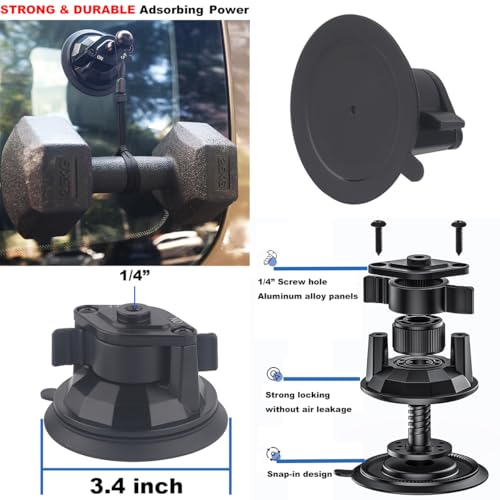 Upgraded Car Suction Cup Base with17mm Ball, Compatible with17mm Double Socket Arms | Heavy-Duty 3.4" Suction Base for Windshield | Holds 5.5 lbs – Rosette Bite Locking System
