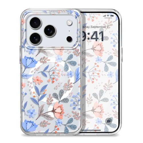 for iPhone 17 Pro Case, Ultra Thin Magnetic Hard Clear Compatible with MagSafe for iPhone 17 Pro Phone Cover 6.3 inch, Flower Branch - color: Flower Branch, size: for iPhone 17 Pro