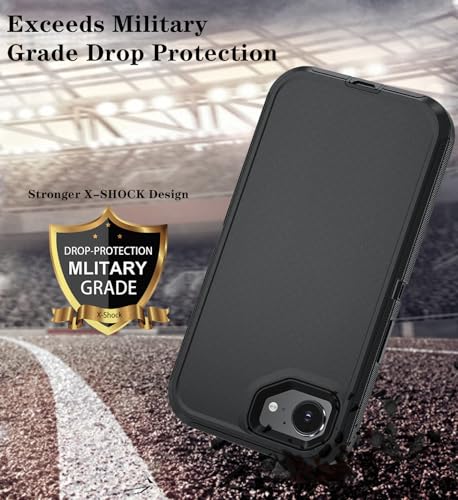 Phone Case for iPhone 16e Case & iPhone 17e Case with HD Screen Protector, Heavy Duty Shockproof & DustProof & 3-Layer Cover Phone Case for iPhone 16e/17e, Black - color: Black