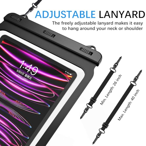 Universal iPad Waterproof Case Dry Bag Pouch for iPad Pro 12.9" 6th/5th/4th/3rd Gen iPad Pro 11" iPad 11th A16 iPad Air 6/5/4 10.9" Galaxy Tab S10+ S9+ S8+ Galaxy Tab S10/S9 FE+ - size: 12.9inch