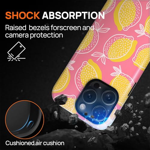 Magnetic for iPhone 14 Pro Case,[Compatible with Magsafe] Dual Layer Protective Heavy Duty Shockproof Rugged Drop Protection Bumper Hybrid Case - Pink Yellow Lemon - color: Pink Yellow Lemon, size: iPhone 14 Pro