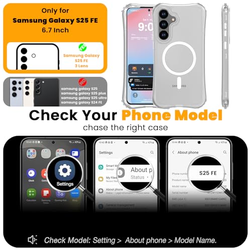 WRJ Magnetic Matte for Samsung Galaxy S26 FE Case,Samsung S25 FE Case [Fit for MagSafe][Military Grade Drop Protection] Translucent Shockproof Protective Phone Case-Clear - color: Clear, style: Matte