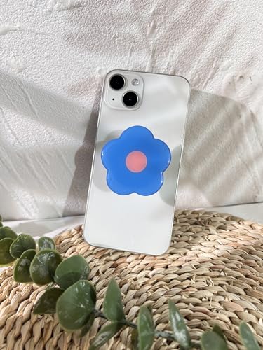 Cartoon Flowers Phone Grip Stand, Cute Clear Cell Phone Holder,Collapsible Cell Phone Accessory, Phone Charms Holder Support with Transparent Base for Kindle - color: blue
