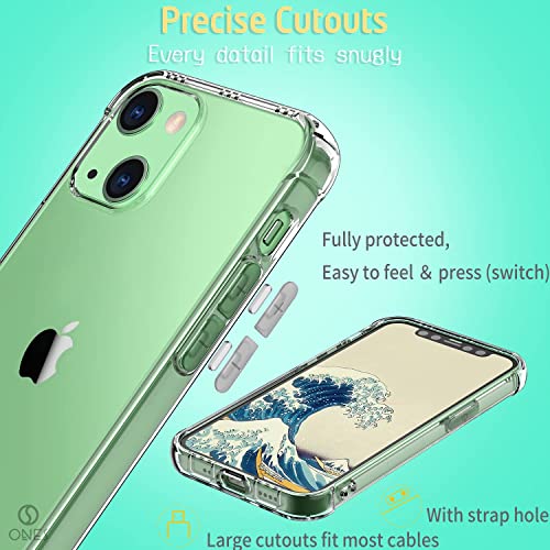 ONES for iPhone 14 Plus Case Clear, Slim Soft TPU Silicone Cover, Military Drop Protective Thin Phone Bumper Case with Shockproof Airbags, Yellowing Resistant, Transparent - color: HD High Transparency, size: iPhone 14 Plus