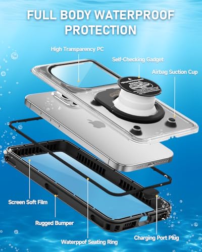 Waterproof Phone Case, IPX8 Underwater Floating Case for Snorkeling Swimming Beach Cruise Travel, Water Proof Dry Case for iPhone 16/15/14 Pro, Samsung Galaxy S26/S25/S24/S23/S22 (Black) - color: Black
