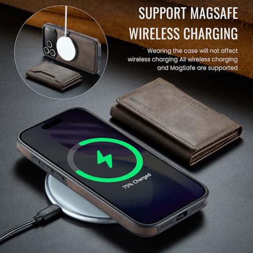 K2 2 in 1 Detachable Magnetic Phone Cases Compatible with iPhone 17 Pro Max Case with Card Holder RFID Blocking, Compatible with Magsafe Wallet, Leather 6.9'' (Coffee, iPhone 17 Pro Max) - color: Coffee, size: iPhone 17 Pro Max