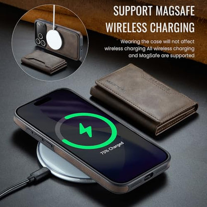 K2 2 in 1 Detachable Magnetic Phone Cases Compatible with iPhone 17 Pro Max Case with Card Holder RFID Blocking, Compatible with Magsafe Wallet, Leather 6.9'' (Coffee, iPhone 17 Pro Max) - color: Coffee, size: iPhone 17 Pro Max