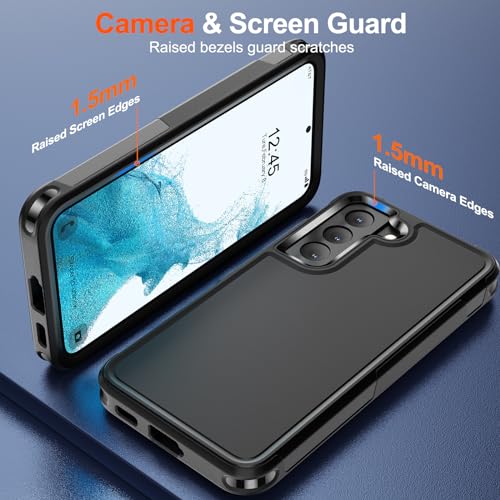 zapica Designed for Samsung Galaxy S22 Case, Black | Military Grade Drop Protection, Dual Layer Structure Design, Heavy Duty Shockproof Non-Slip Phone Cover - color: Black, size: Samsung Galaxy S22 6.1''
