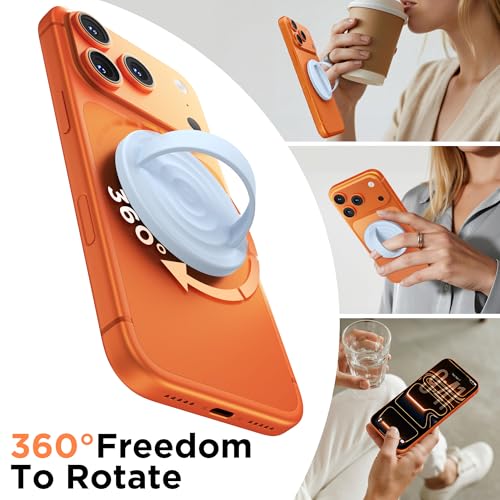 Magnetic Phone Grip Ring, Compatible with MagSafe, Upgraded Liquid Silicone for Secure Comfort, Rotating Finger Loop Ring Grip Holder for iPhone 17/16/15/14/13/12 Pro Max Plus, Baby Blue - color: Baby Blue