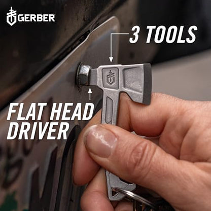 Gerber Hatchet 3-in-1 EDC Keychain Multitool, Bottle Opener, Silver - color: Silver