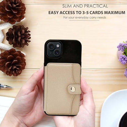 M-PlateauPhone Wallet Stick on with Sticky Adhesive for Phone - color: Khaki