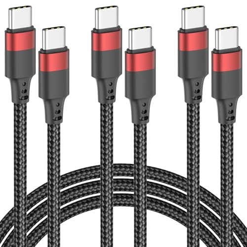 USB C to USB C Cable 3ft, 3 Pack 60W USBC to USBC Cord, Braided 3 Feet USB C Chager Cable Fast Charging for iPhone 16 15 Samsung Galaxy S24 S23 S22 Note 20 A50 Moto LG iPad Pro Air MacBook - size: 3 FT