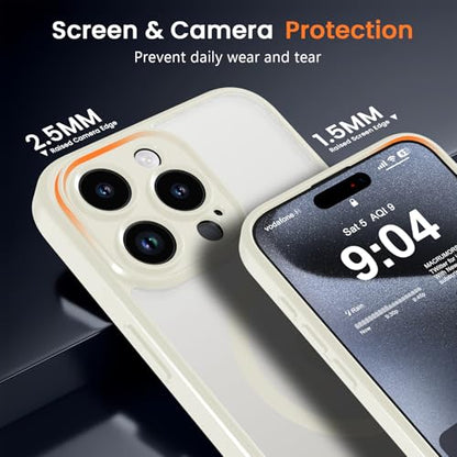 Magnetic Case for iPhone 13 Pro 6.1-Inch, [Compatible with Magsafe][Full Camera Protection] Ultra Slim Translucent Matte Shockproof Protection Phone Cover-Clear - color: White, size: iPhone 13 Pro