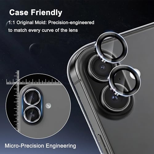 Camera Lens Protector for iPhone 17/16 / 16 Plus, 1 Pack, Black - size: For iPhone 17/16/16 Plus