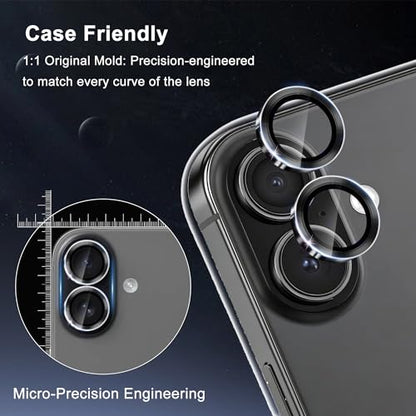 Camera Lens Protector for iPhone 17/16 / 16 Plus, 1 Pack, Black - size: For iPhone 17/16/16 Plus
