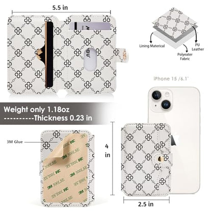 M-Plateau Small Wallet for Women, Sticky Wallet for Back of Phone - color: Beige Print