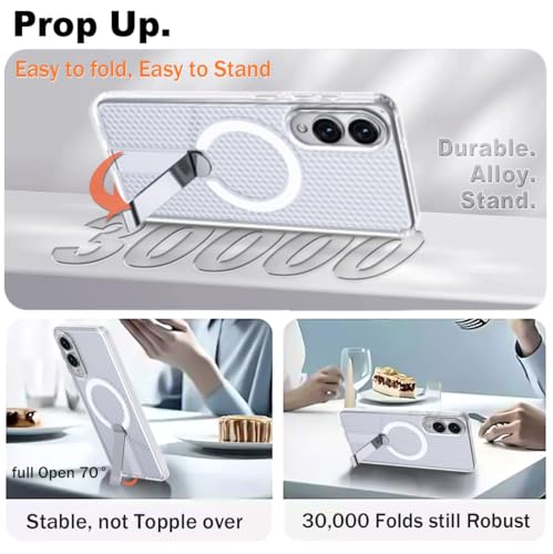 for Samsung Galaxy S25 Edge Case with Stand Compatible with MagSafe +1 Screen Protector, [Built in Kickstand &Magnet][Heat Dissipate] Protective Matte Case for Galaxy S25 Edge (Frost Clear) - color: Frost Clear