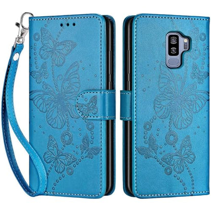 for Samsung Galaxy S9 Plus Wallet case, Blue-Butterfly | 3 Card Holders, Kickstand, Shockproof TPU Shell, PU Leather, Magnetic Closure, Protective Flip Folio Cover, Women - color: 8