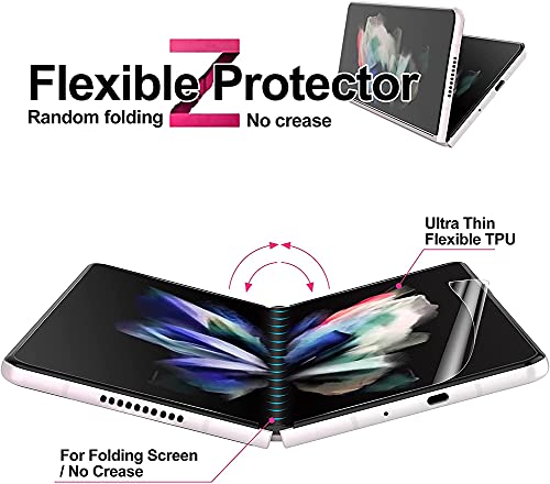 For Samsung Galaxy Z Fold3 5G Screen Protector Hydrogel Film,5 in 1 HD Clear Anti-Scratch Soft Screen Protector for Galaxy Z Fold 3 Front Screen,Inside Screen,Back&Hinge,Lens Film