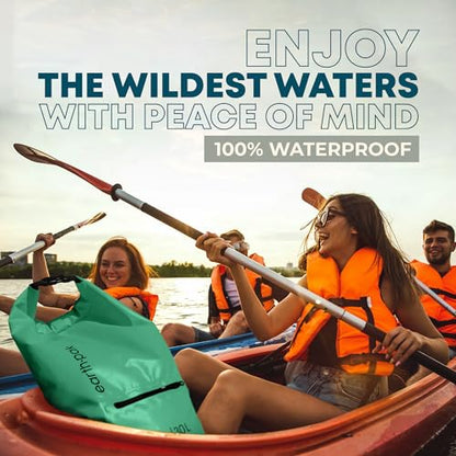 Earth Pak Waterproof Dry Bag with Zippered Pocket - Waterproof Dry Bag Backpack Keeps Gear Dry - color: Seafoam Green, size: 20L