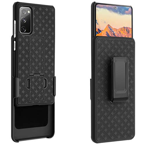 Fingic for Samsung Galaxy S20 FE Case with Belt Clip Holster Kickstand | Slim Combo Shell with Swivel Holster Rugged Shockproof Antiscratch Full Body Protective for Galaxy S20 FE 6.5" 2020, Black
