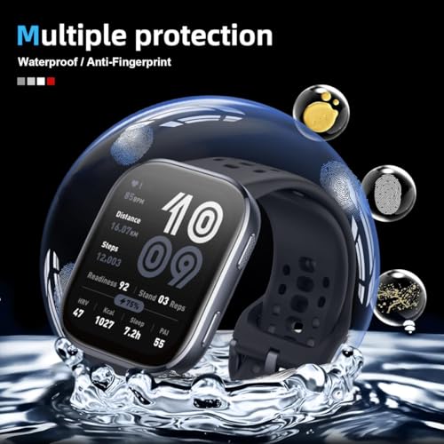 3 Pack for Amazfit Bip 6 Screen Protector (no glass), Self-Healing, 3D Full Screen Coverage Soft Film, Anti Scratch HD Clear Screen Protector for Amazfit Bip 6, Black - size: for Amazfit Bip 6