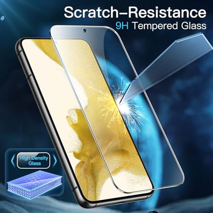 JETech Screen Protector for Samsung Galaxy S22, 3-Pack | 9H Tempered Glass, HD Clear, Anti-Scratch Protection, Easy Installation Tool - size: Galaxy S22