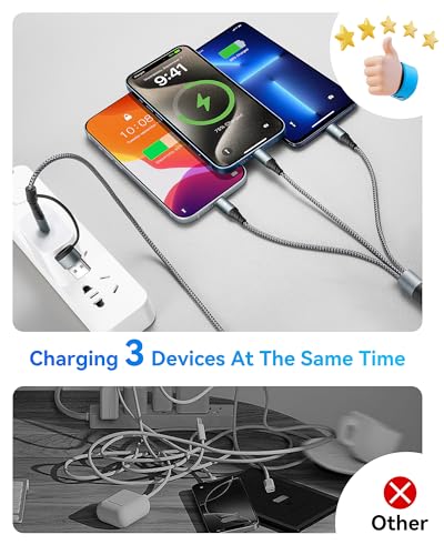 5 in 1 Multi Charging Cable, USB A/C Multiple Charging Cords for All Device