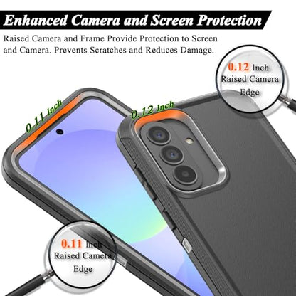 Compatible with Samsung Galaxy A37 Case, with Belt Clip Holster Heavy Duty Rugged Shockproof Full Body Protection Kickstand Cover for Samsung Galaxy A37 Phone (Black+Grey) - color: Black+Grey