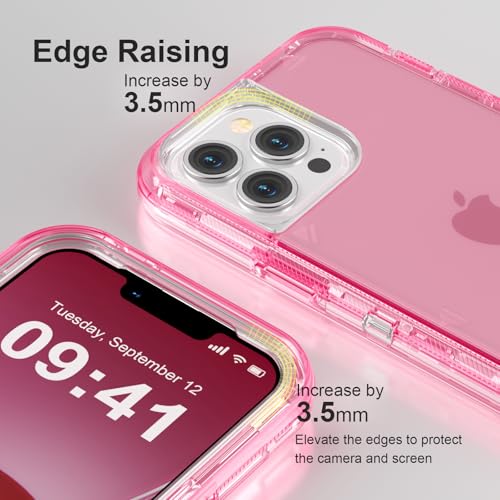 Follaroma for iPhone 12 Pro Max Case, 6.7 inch, Crystal Pink | Heavy Duty Shockproof Protection Phone Cases, Anti-Drop, Military Grade Dual Layer Transparent Rugged Protective Cover - color: Pink, size: iPhone 12 Pro Max 6.7‘’