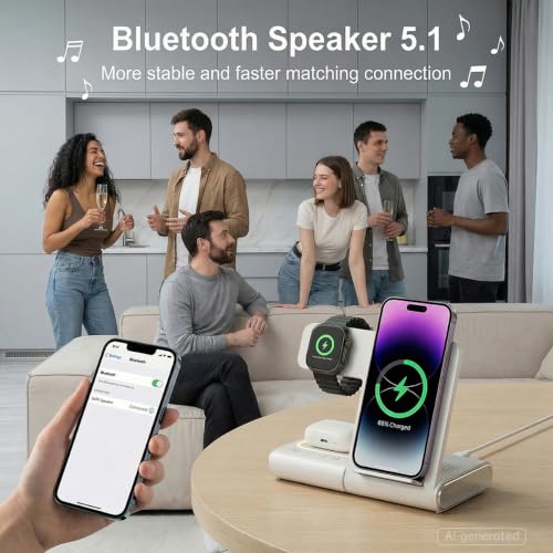 BLKE Bedside Charging Hub with Speaker Light: Foldable Wireless Station