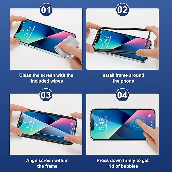 ImpactStrong Shatterproof Tempered Glass Screen Protector for iPhone 14 [Easy Installation Frame] [Bubble Free] [9H Hardness] [Full Coverage] Case Friendly, 6.1 Inch - (3-Pack) - size: iPhone 14
