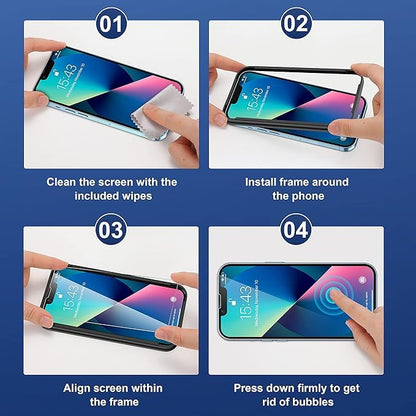 ImpactStrong Shatterproof Tempered Glass Screen Protector for iPhone 14 [Easy Installation Frame] [Bubble Free] [9H Hardness] [Full Coverage] Case Friendly, 6.1 Inch - (3-Pack) - size: iPhone 14