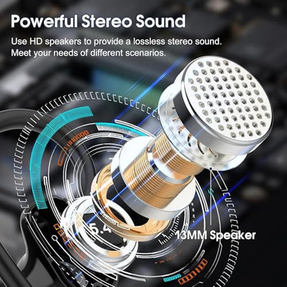 Wireless Earbuds Bluetooth 5.4, 50H Playtime Sport Earphones with Earhooks, HiFi Stereo Bluetooth Hearphones with ENC Noise Cancelling Mic, IPX7 Waterproof Over the Ear Buds for Gym/Running/Workout