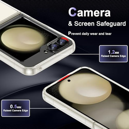 Case for Samsung Galaxy Z Flip 5, Military Grade Drop Protection Phone Case, Yellowing Resistant, Anti-Scratch Hard PC Back, Shockproof Hard Ultra-Thin Protective Cover, Clear - size: Samsung Galaxy Z Flip5