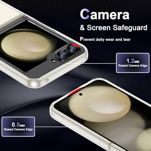 Case for Samsung Galaxy Z Flip 5, Military Grade Drop Protection Phone Case, Yellowing Resistant, Anti-Scratch Hard PC Back, Shockproof Hard Ultra-Thin Protective Cover, Clear - size: Samsung Galaxy Z Flip5