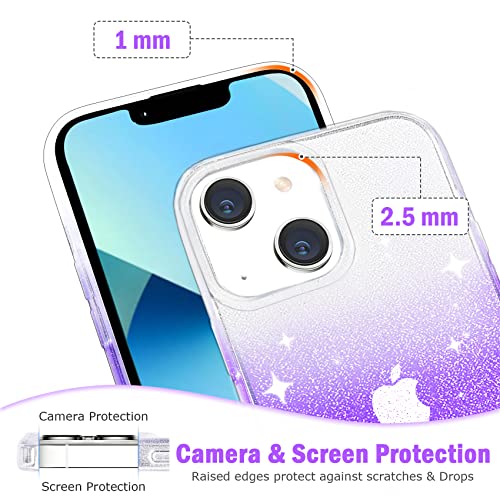 JJGoo Compatible with iPhone 13 Case, Glitter Soft TPU Shockproof Protective Bumper Cover, Sparkle Bling Sparkly Cute Slim Women Girls Phone Case for iPhone 13, 6.1inch, Gradient Glitter Purple - color: Gradient Purple