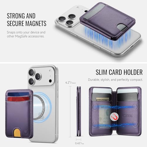 for Magsafe Wallet Magnetic RFID Blocking Card Holders, Purple - color: Purple