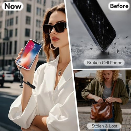 Phone Lanyard Wrist with 2 Pack Adjustable Anti-Theft Phone Strap & 2 Phone Tether Tab for Everyday Use - color: Black-2pcs