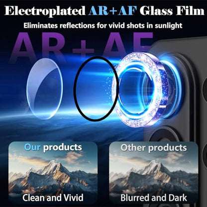 Camera Lens Protector for Samsung Galaxy S26 Ultra, AR Glass Metal Ring - color: Glitter Violet